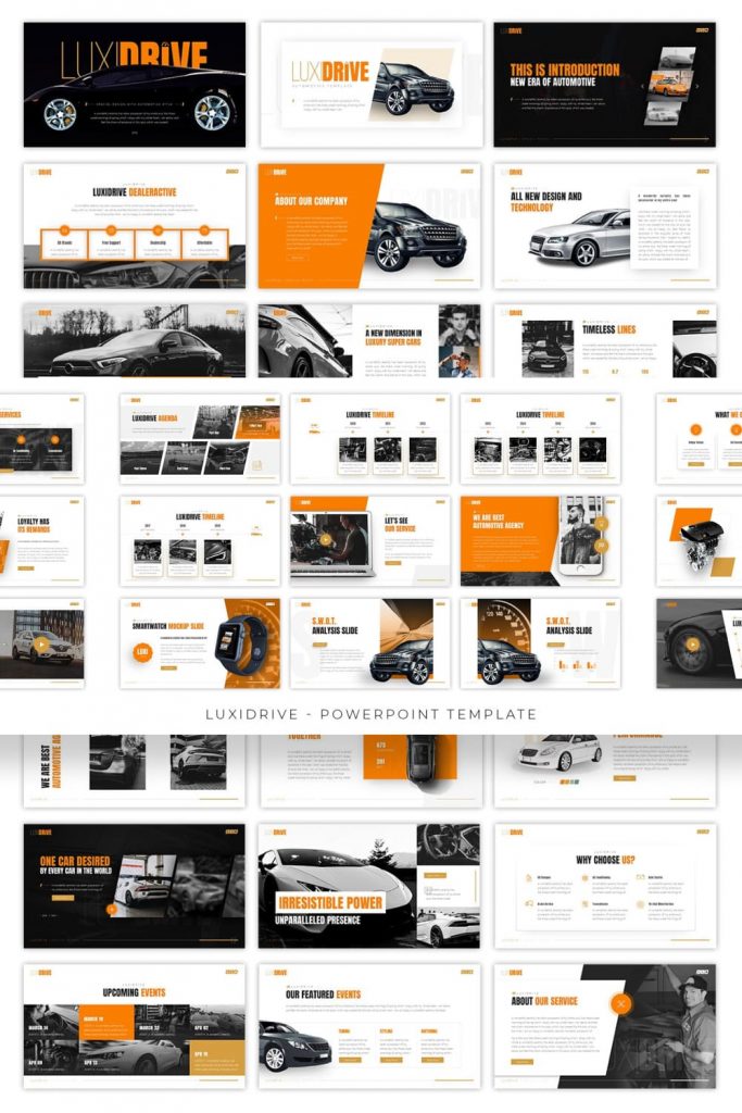 Luxidrive Automotive Presentation by MasterBundles Pinterest Collage Image.