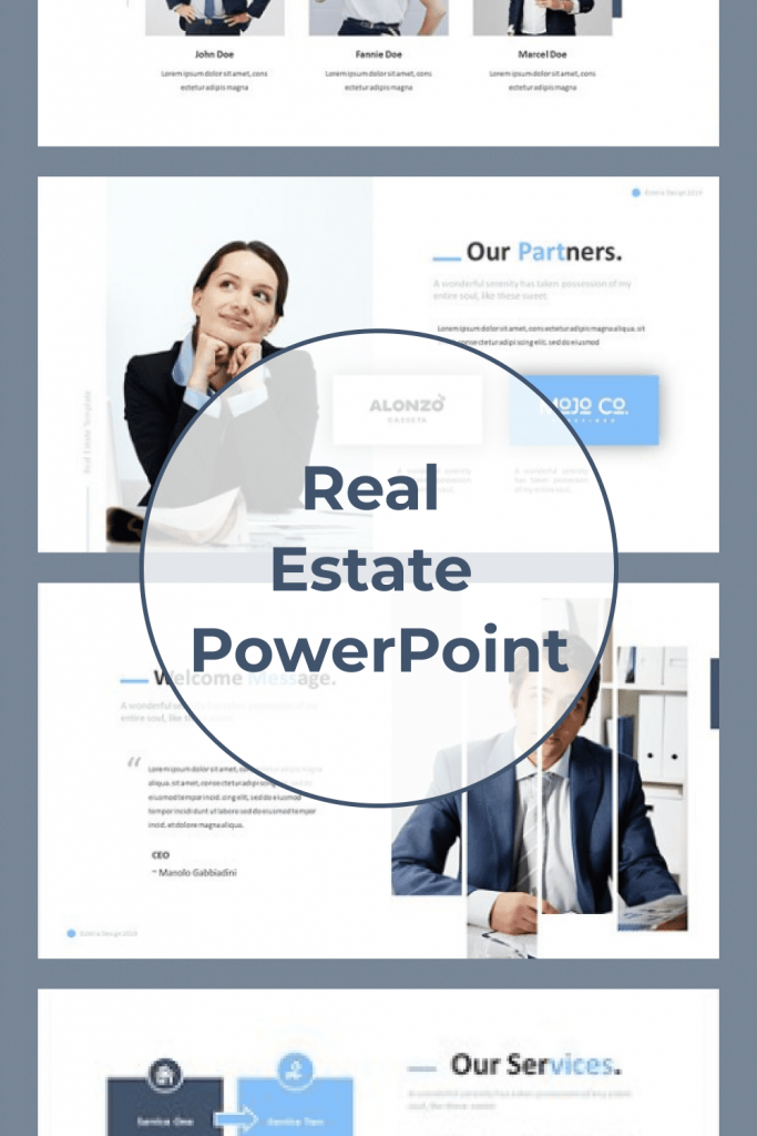 Real Estate Powerpoint Template by MasterBundles Pinterest Collage Image.