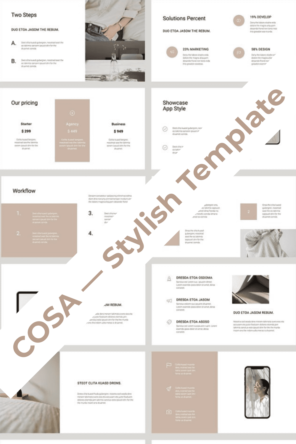 COSA - Keynote Style Template by MasterBundles Pinterest Collage Image.
