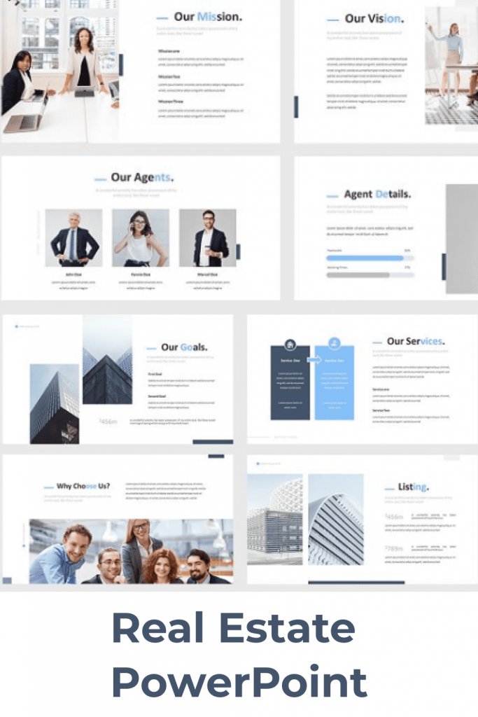Real Estate Powerpoint Template by MasterBundles Pinterest Collage Image.