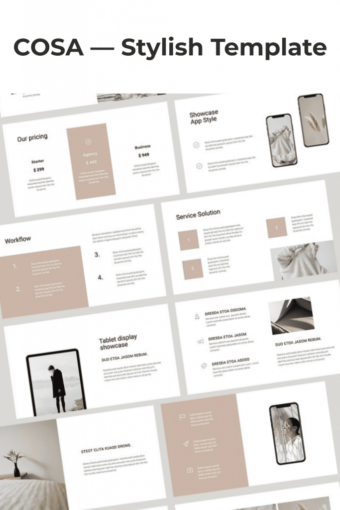 COSA - Keynote Style Template by MasterBundles Pinterest Collage Image.