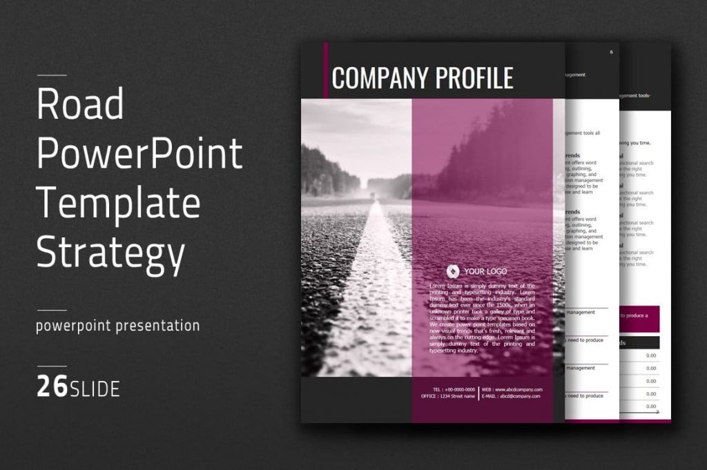 Cover of the Road PowerPoint Template Vertical.