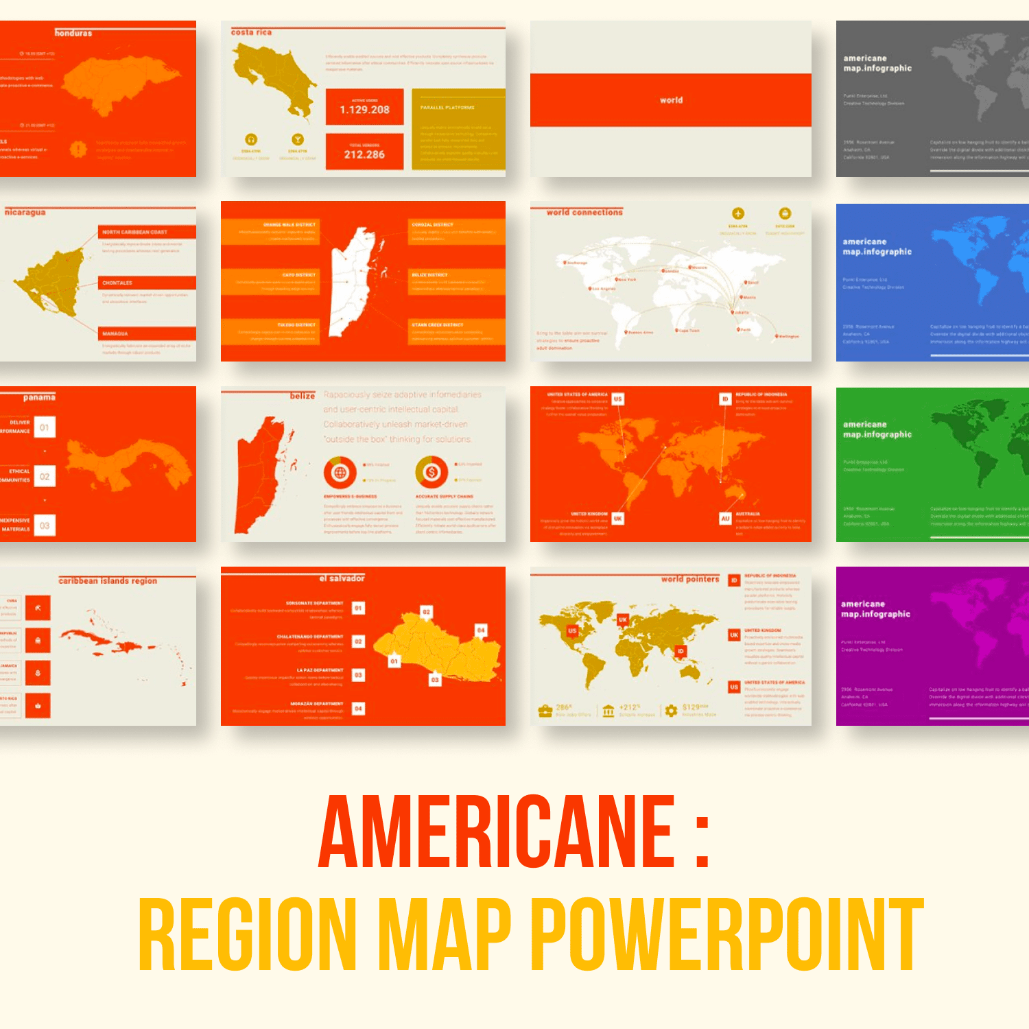 Americane : Region Map Powerpoint by MasterBundles.
