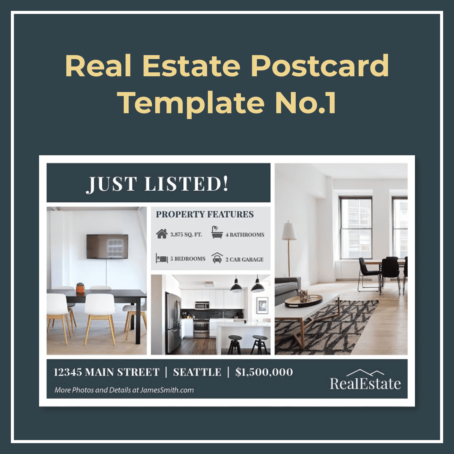 Real Estate Postcard Template No.1 by MasterBundles.