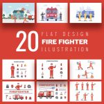 20 Group of Firefighters Illustration cover image.