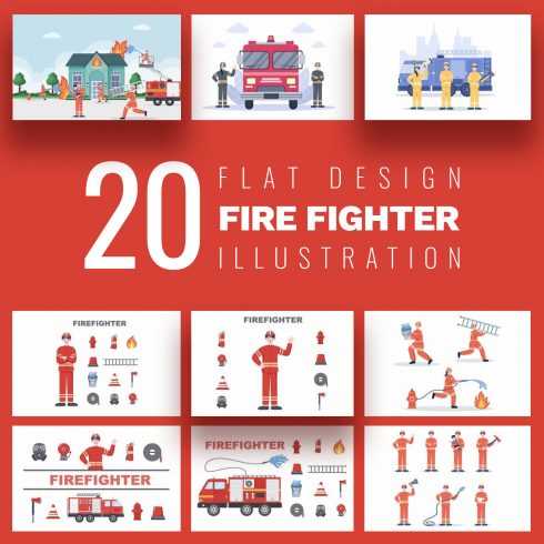 20 Group of Firefighters Illustration cover image.