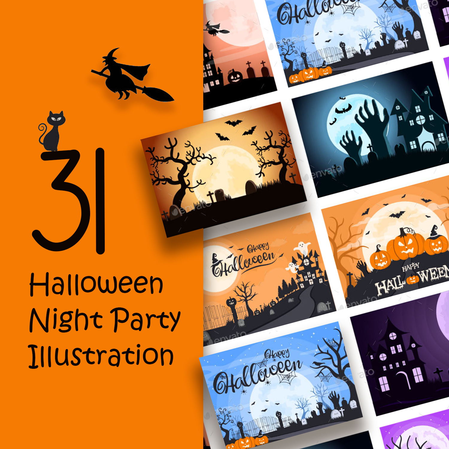 31 Halloween Night Party Illustration preview image.