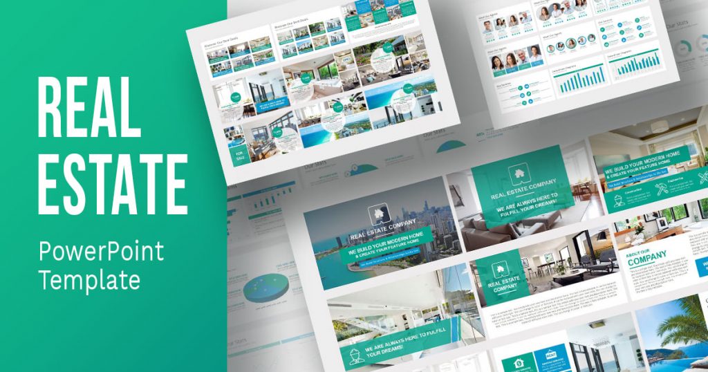 Real Estate PowerPoint Template by MasterBundles Facebook Collage Image.
