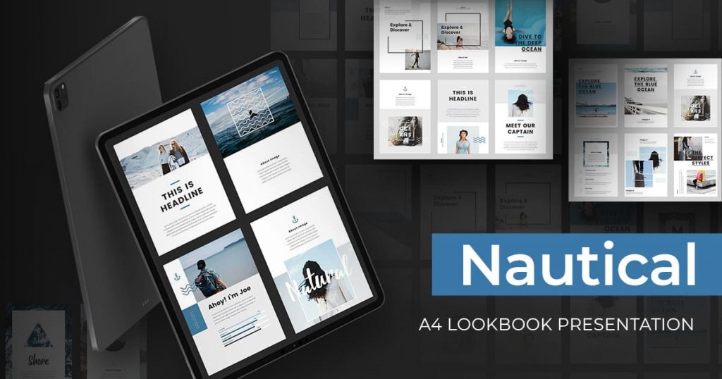 Nautical - A4 Printable PowerPoint by MasterBundles Facebook Collage Image.