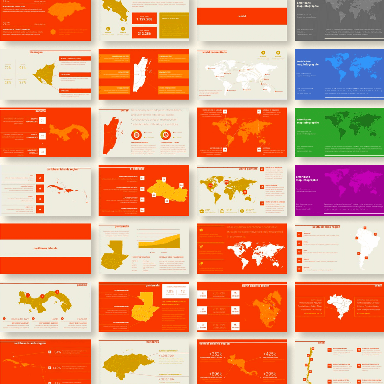 Americane : Region Map Powerpoint by MasterBundles Collage Image.