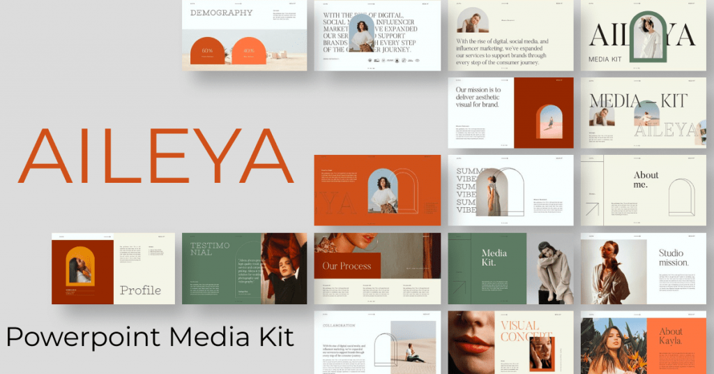 AILEYA - Powerpoint Media Kit by MasterBundles Facebook Collage Image.