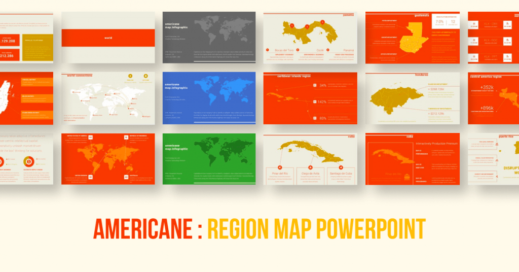 Americane: Region Map Powerpoint by MasterBundles Facebook Collage Image.