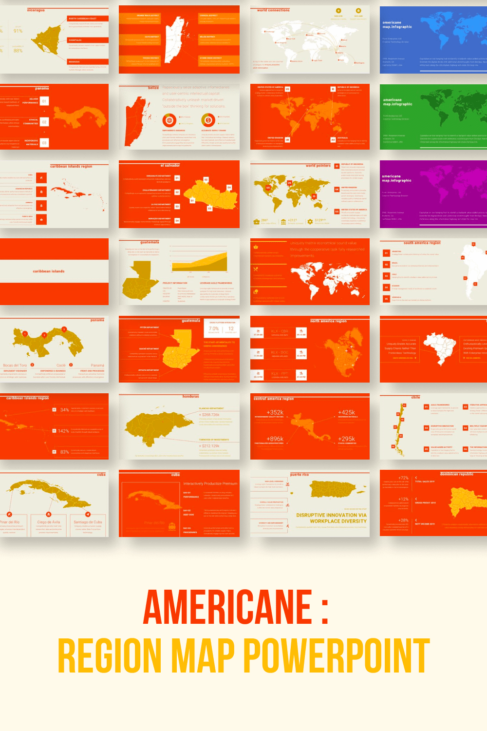 Americane : Region Map Powerpoint by MasterBundles Pinterest Collage Image.