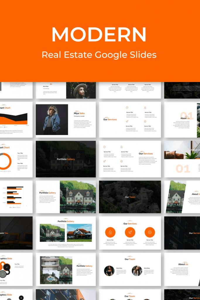 Modern Real Estate Google Slides by MasterBundles Pinterest Collage Image.