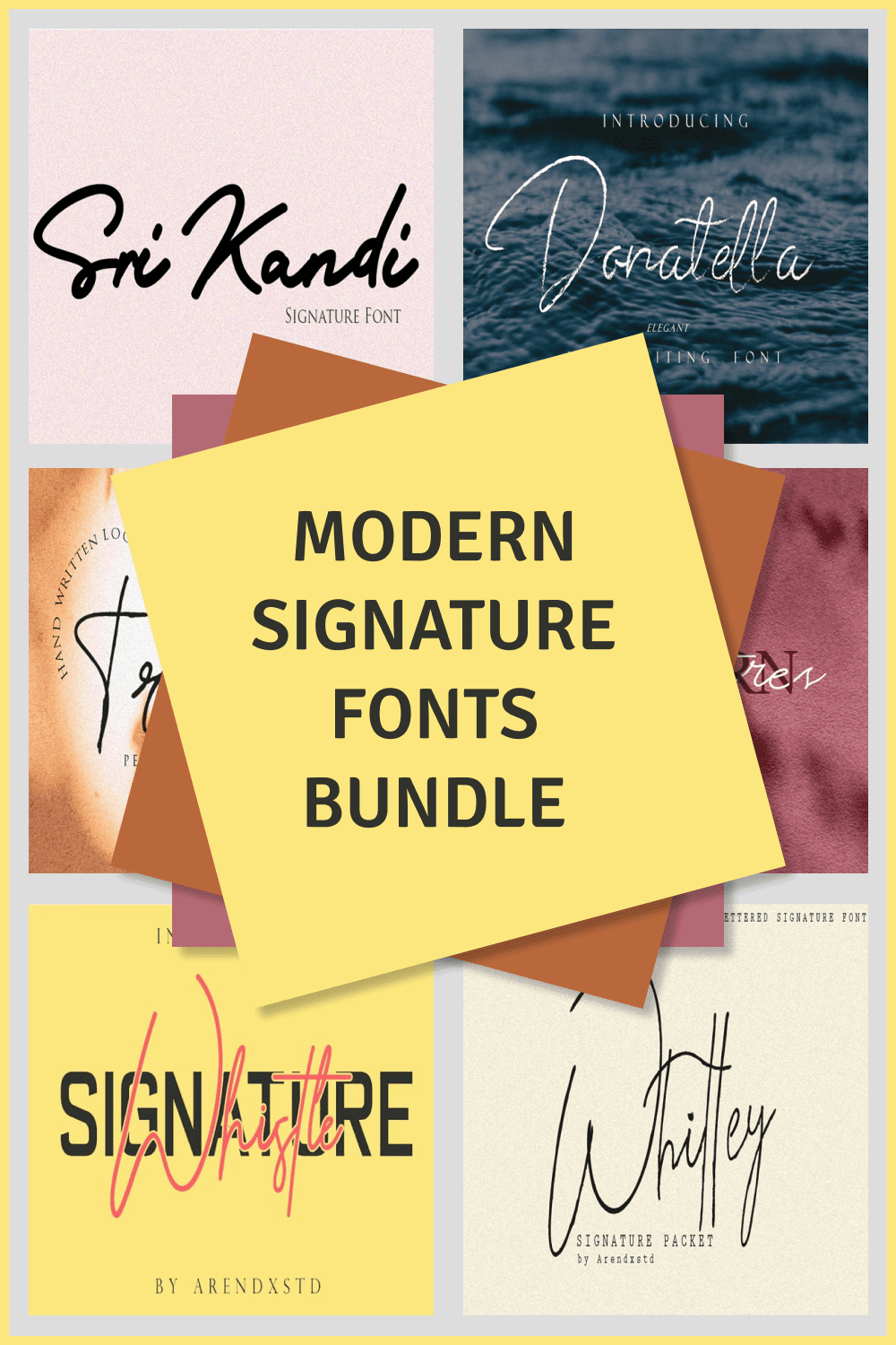 Modern Signature Fonts Bundle Pinterest preview.