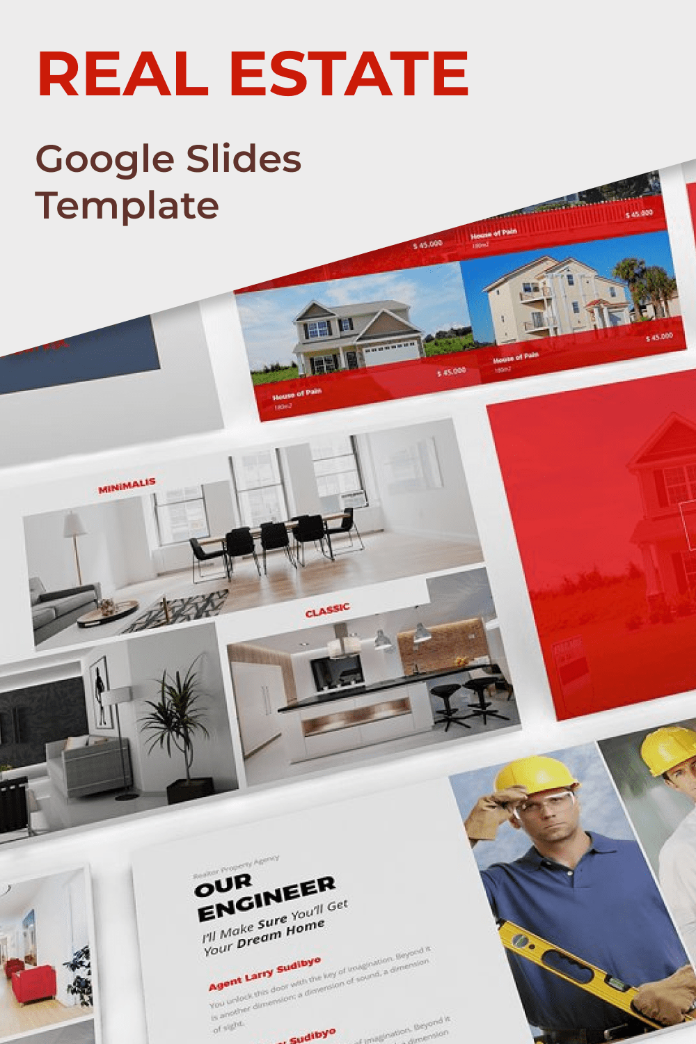 Real Estate Google Slides Template by MasterBundles Pinterest Collage Image.