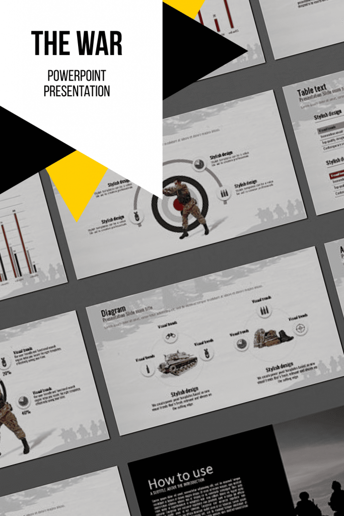 The War Powerpoint Presentation Template by MasterBundles Pinterest Collage Image.