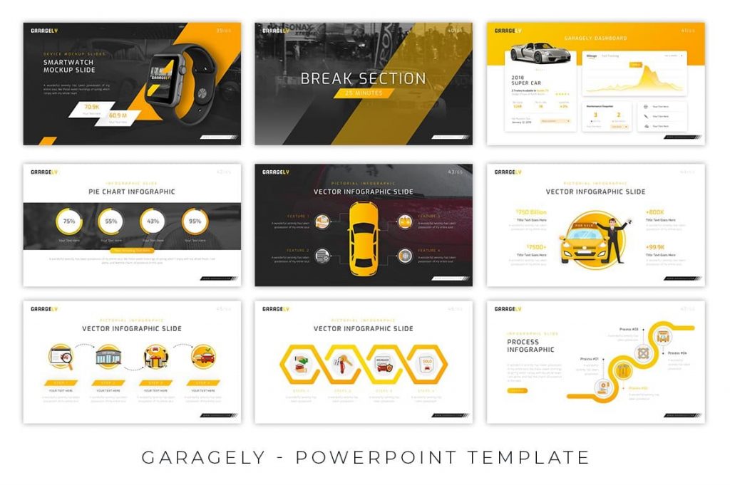 Creative and Professional Themes Garagely Automotive Presentation.