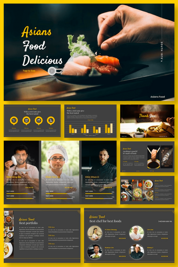 Asians Food - Food PowerPoint by MasterBundles Pinterest Collage Image.