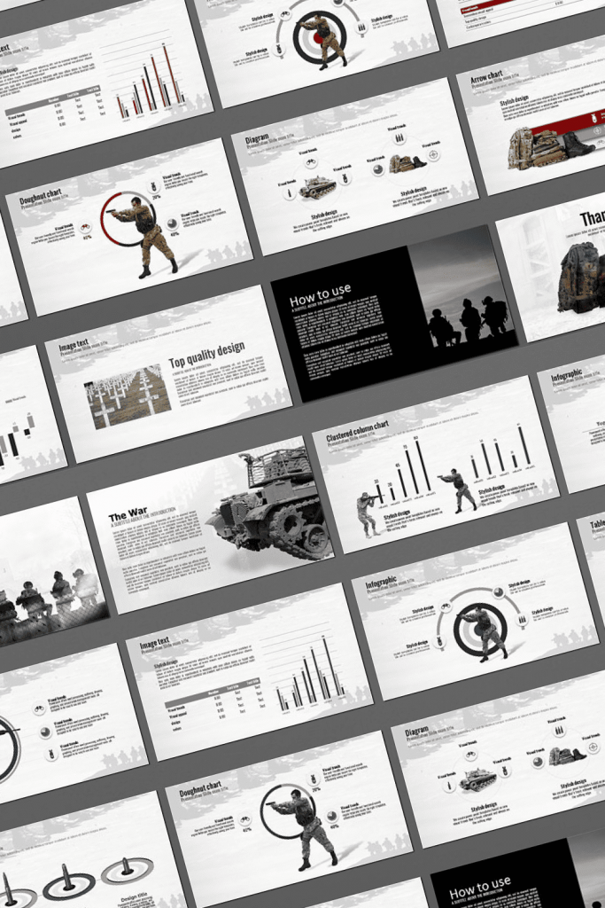 The War Powerpoint Presentation Template by MasterBundles Pinterest Collage Image.