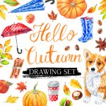 Hello Autumn: 70 Autumn Illustrations in Colored Pencil cover images.