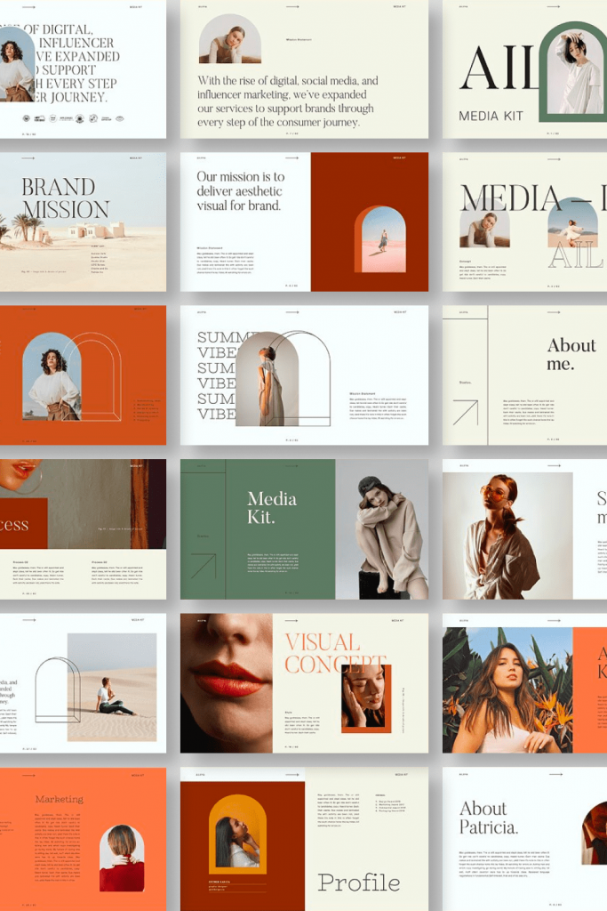 AILEYA - Powerpoint Media Kit by MasterBundles Pinterest Collage Image.
