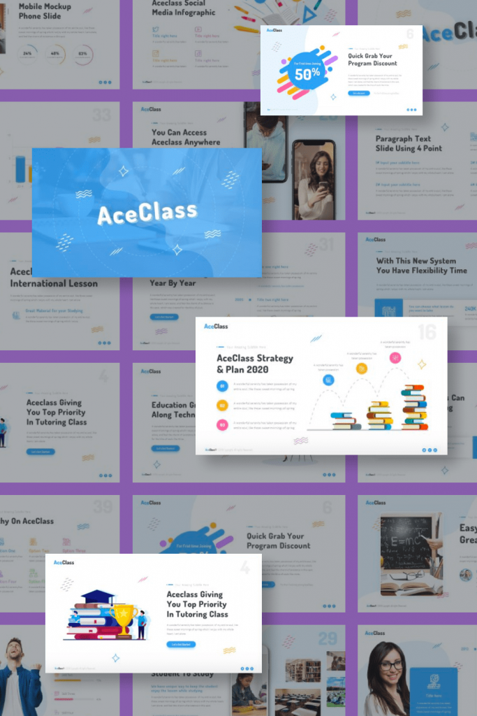 AceClass Education Keynote Template by MasterBundles Pinterest Collage Image.