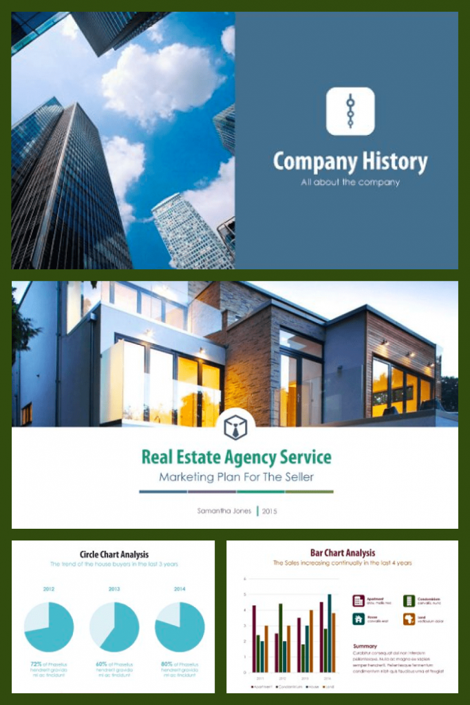 Real Estate PowerPoint Template V.1 by MasterBundles Pinterest Collage Image.