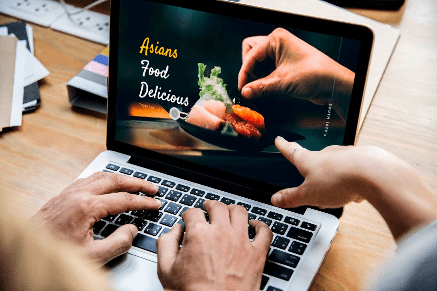 Asians Food - Food PowerPoint by MasterBundles notebook preview mockup image.