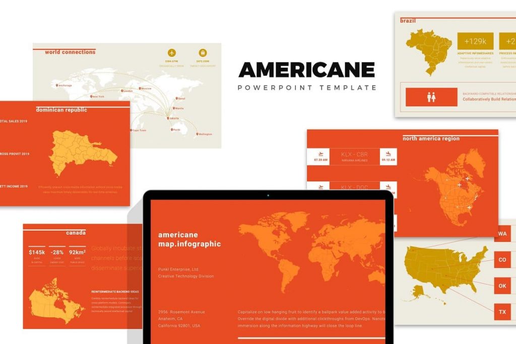 Cover for Americane: Region Map Powerpoint.