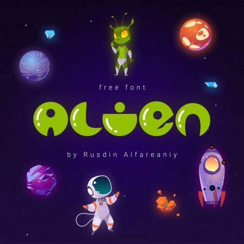 Colorful Free Alien Font Preview Cover.