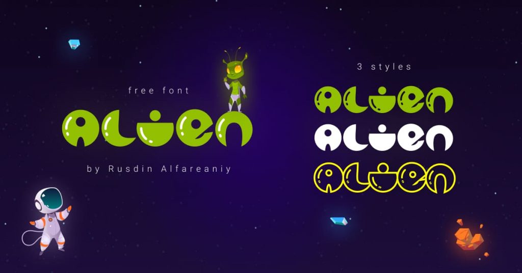 Free Alien Font Facebook Collage Image by MasterBundles.