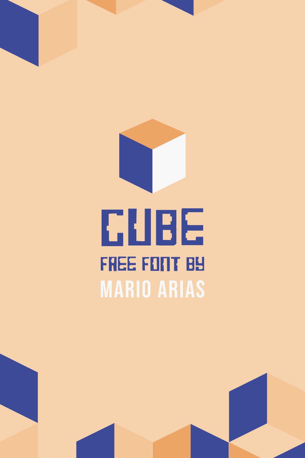 MasterBundles Free Mario Font Pinterest Collage Image with Cube.