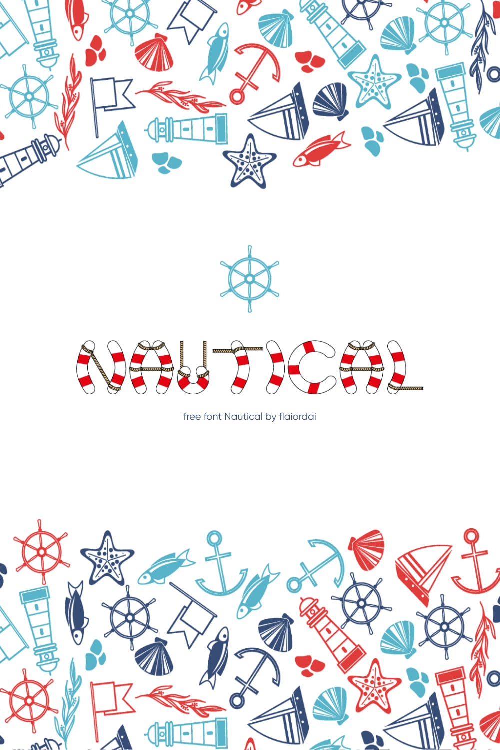 MasterBundles Free Nautical Font Pinterest Preview with Anchors.