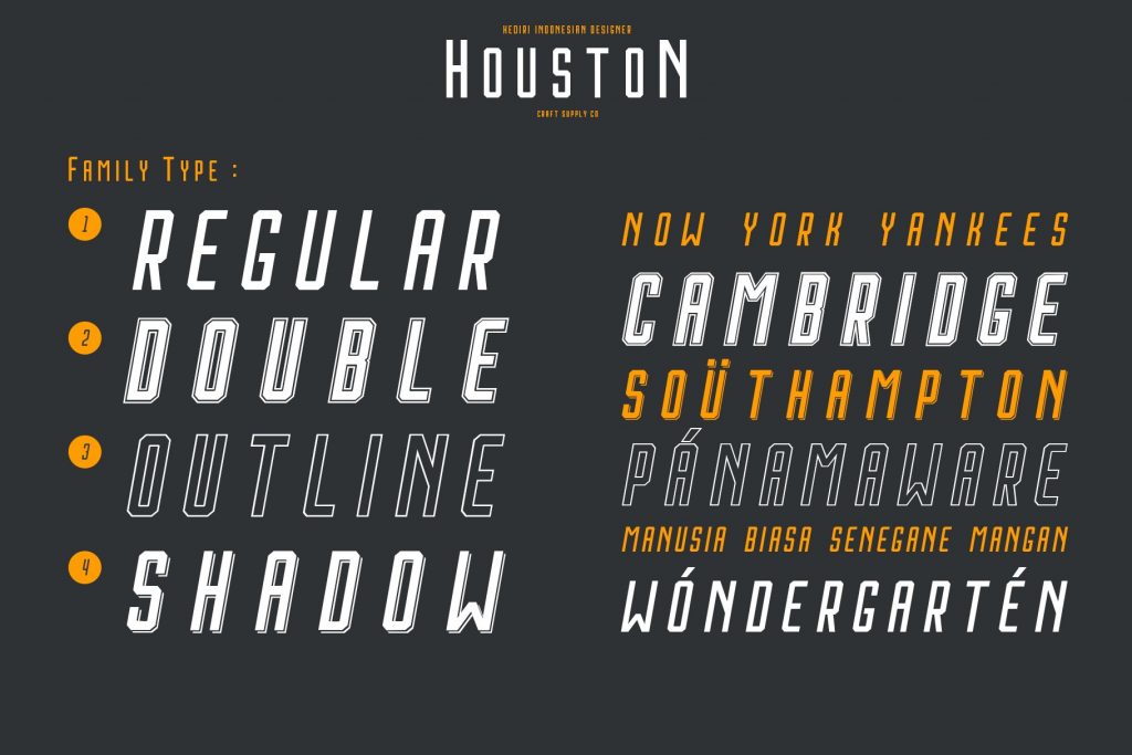 Houston Italic Font Family Types.