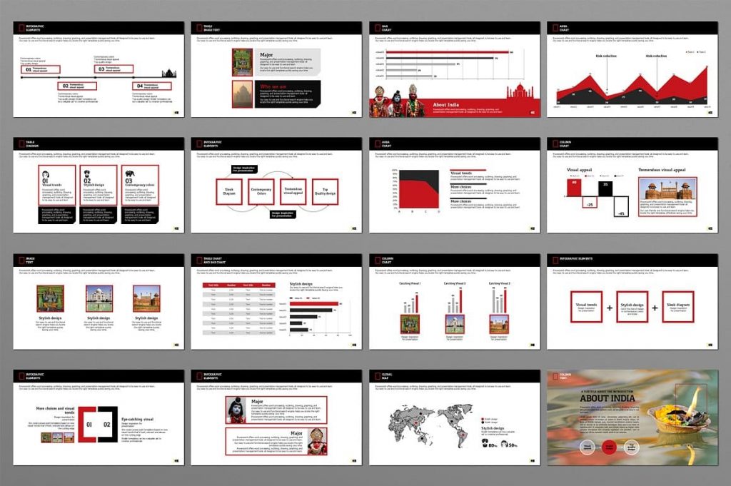 INDIA TRAVEL PowerPoint Presentation slides red.