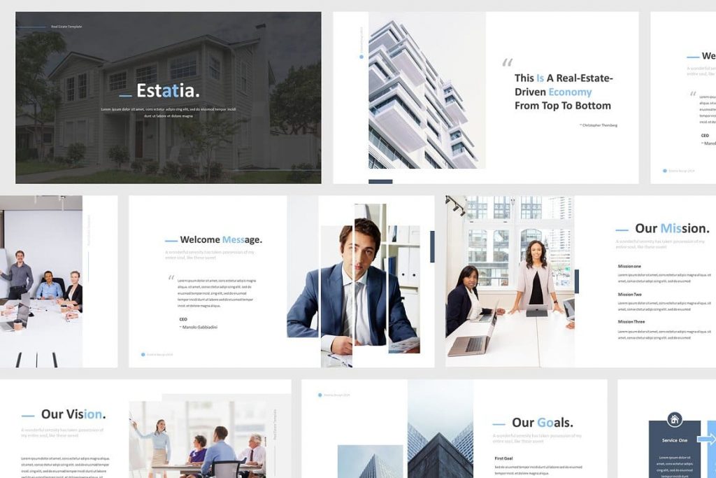 Resizable Vector Elements Real Estate Powerpoint Template.