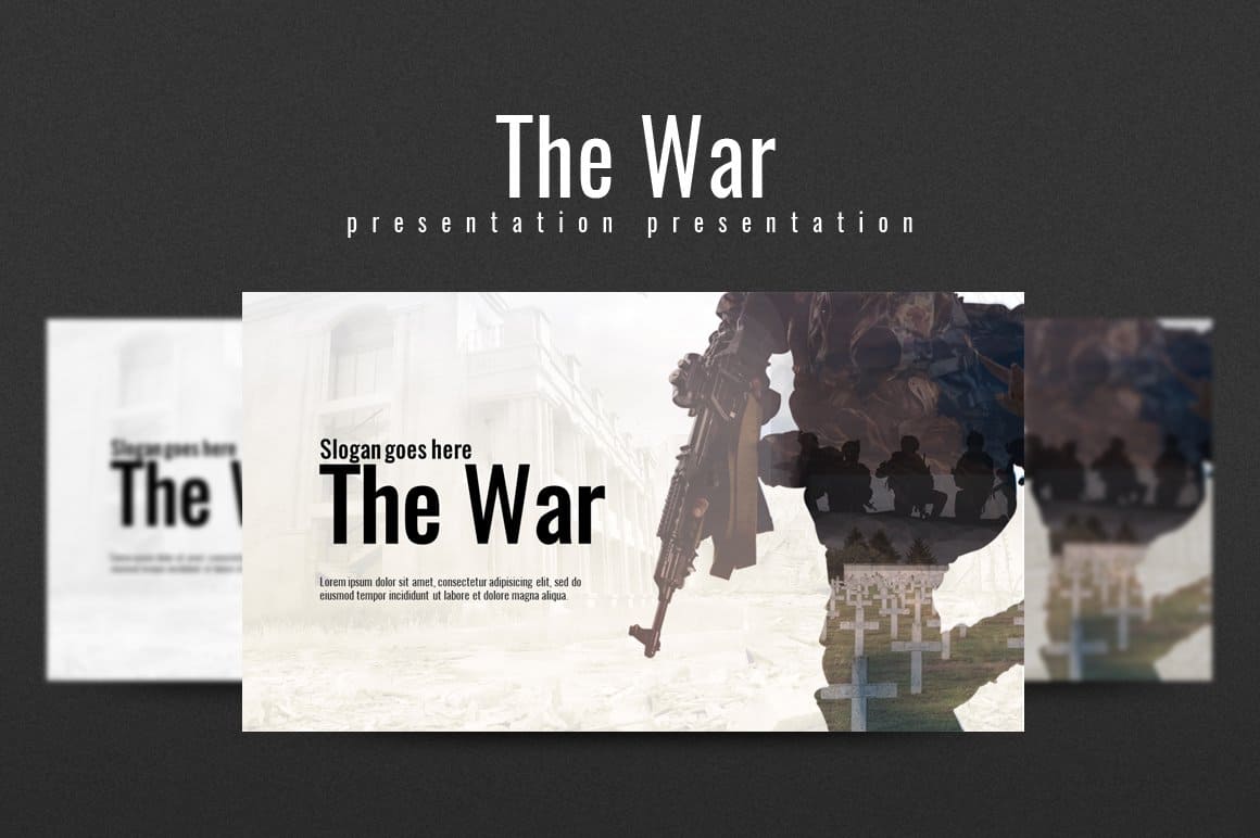 Cover of The War Powerpoint Presentation Template.