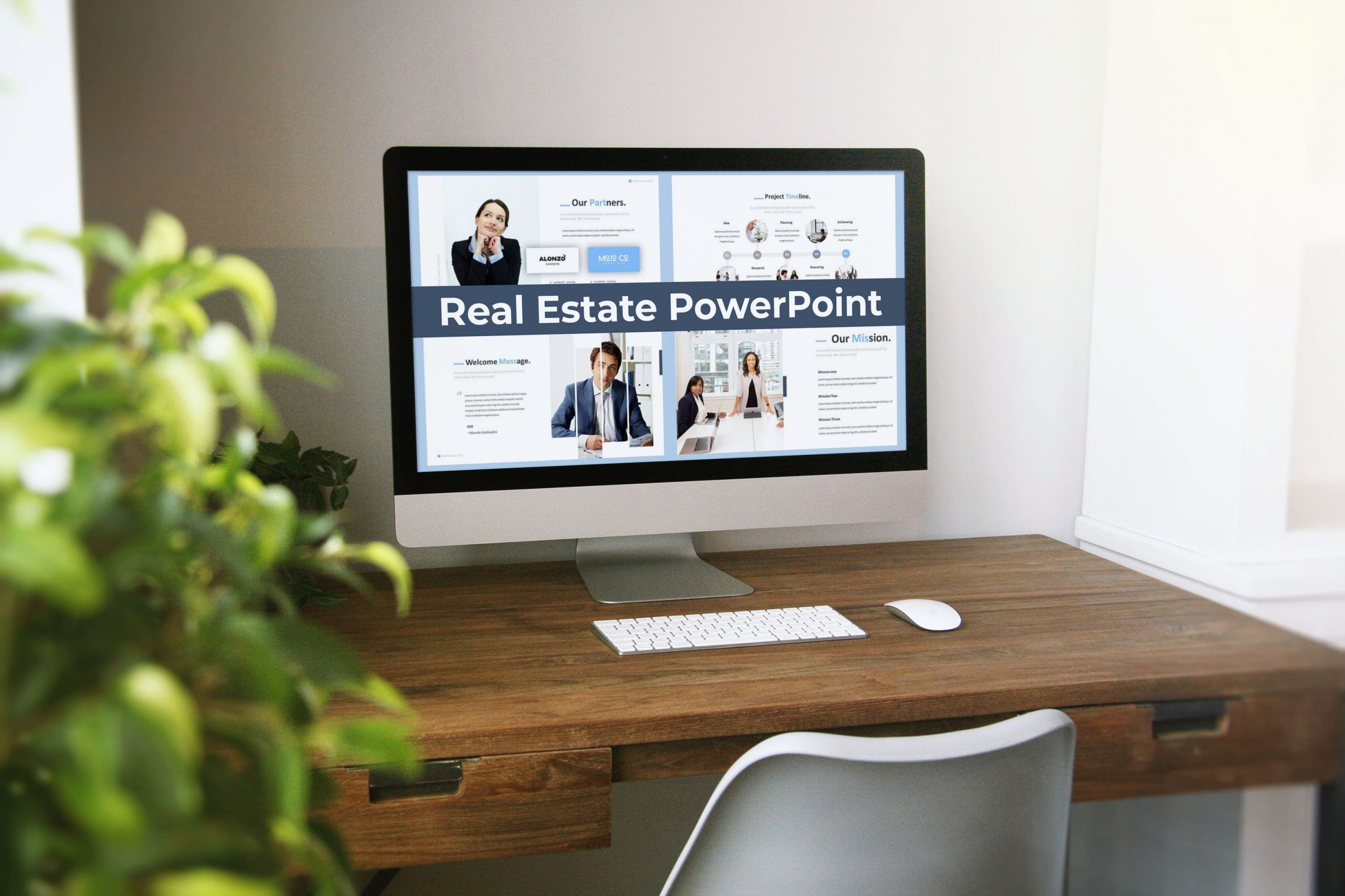 Real Estate Powerpoint Template by MasterBundles Desktop preview mockup image.