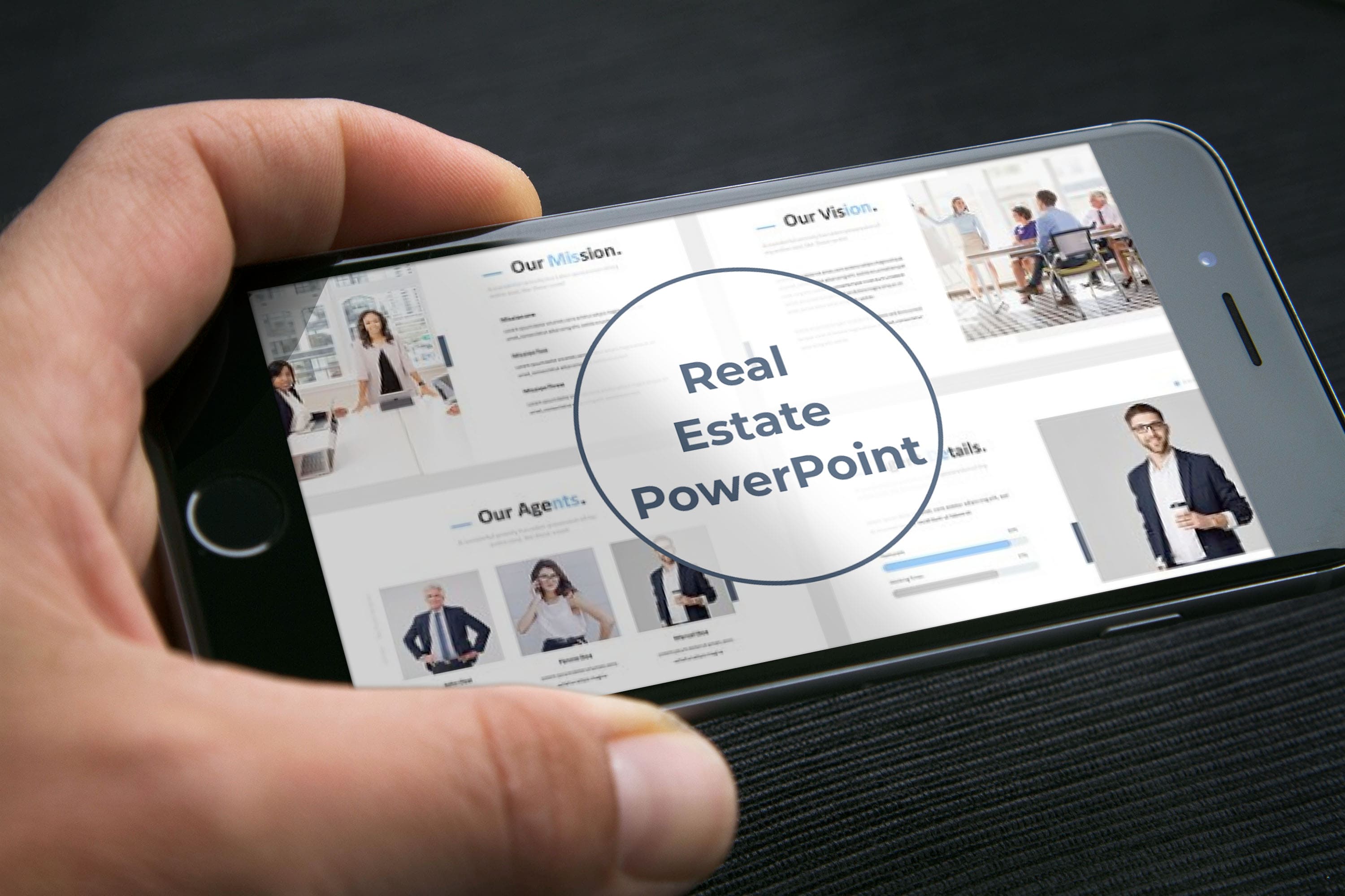 Real Estate Powerpoint Template by MasterBundles mobile preview mockup image.
