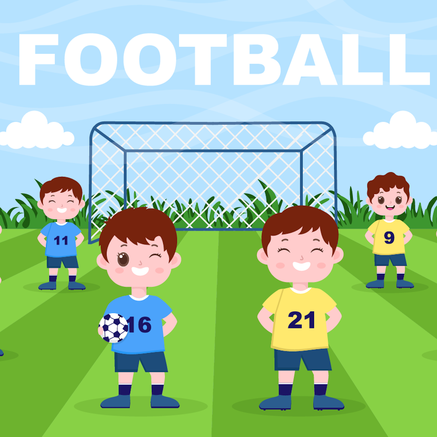 22 Football with Boys Play Soccer Sports Vector Illustrations preview image.