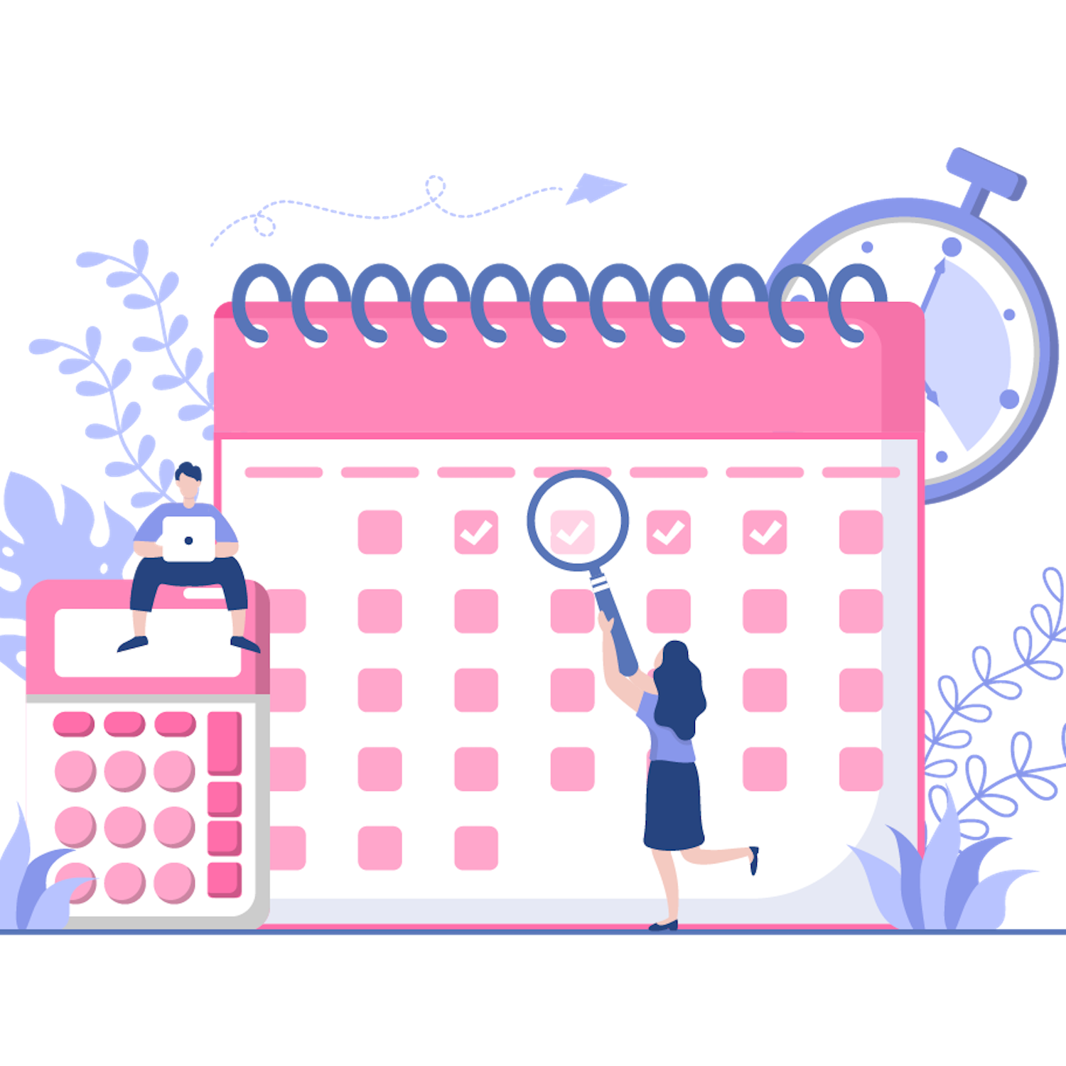 18 Planning Schedule or Time Management Calendar Illustrations preview image.