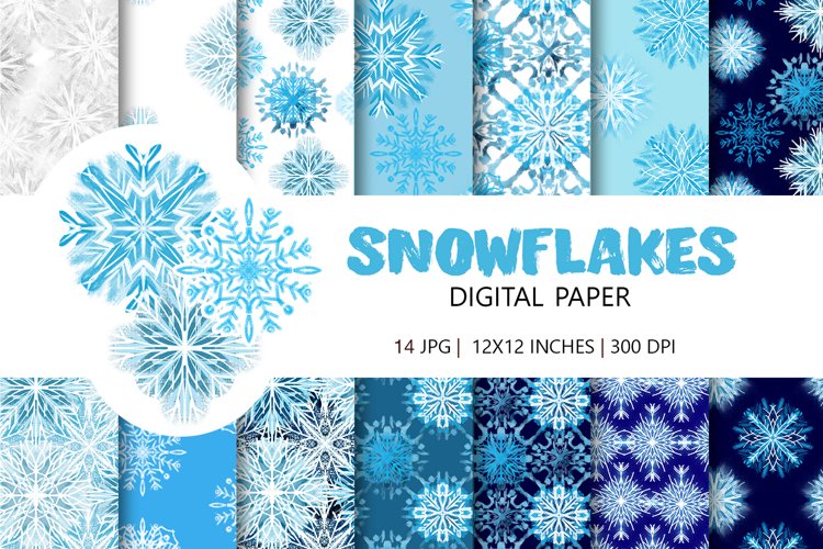 Snowflakes Digital Paper Set | Winter background previews.