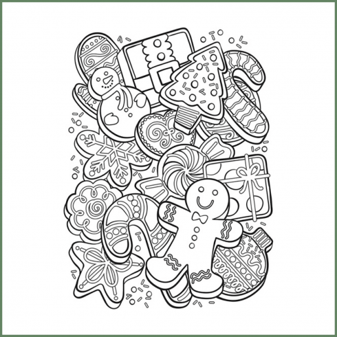 Christmas cookies coloring page cover image.