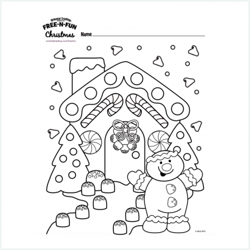 Gingerbread lane coloring page cover image.