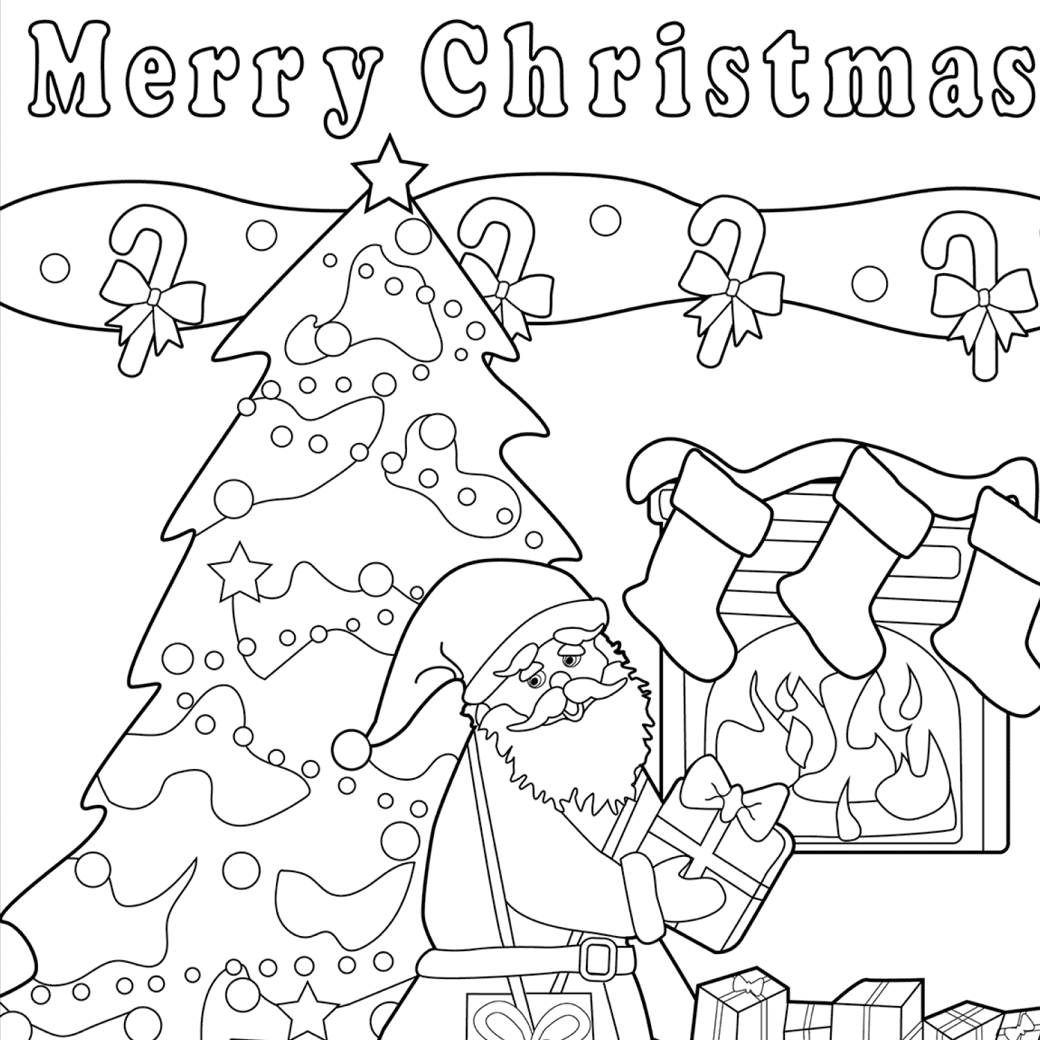 Merry Christmas coloring page cover image.