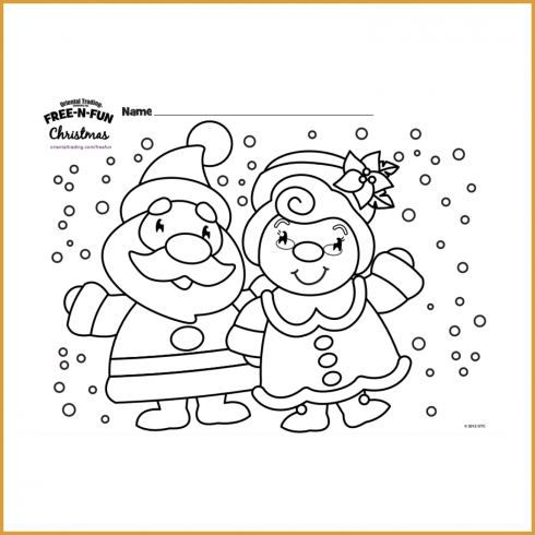 Mr Mrs Claus coloring page cover image.