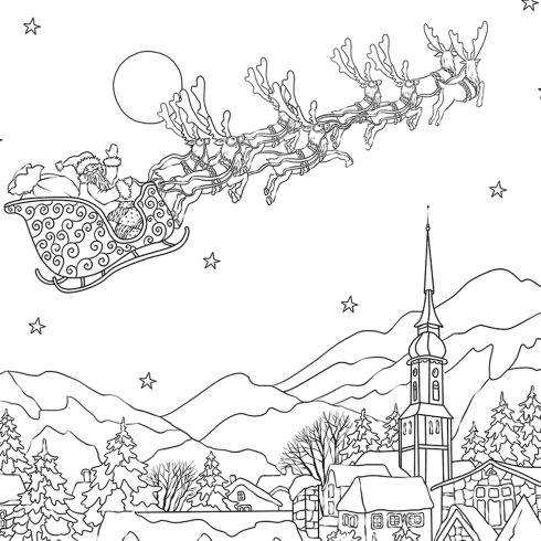 Saint Nickolas flies away over Christmas village cover image.
