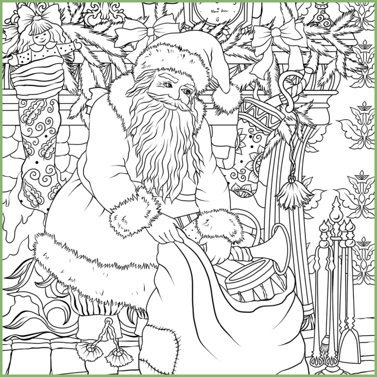 Saint Nickolas Opening His Bag Of Presents Free Coloring Page 