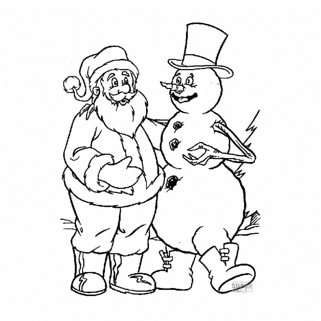 Santa and the Snowman Free Coloring Page – MasterBundles